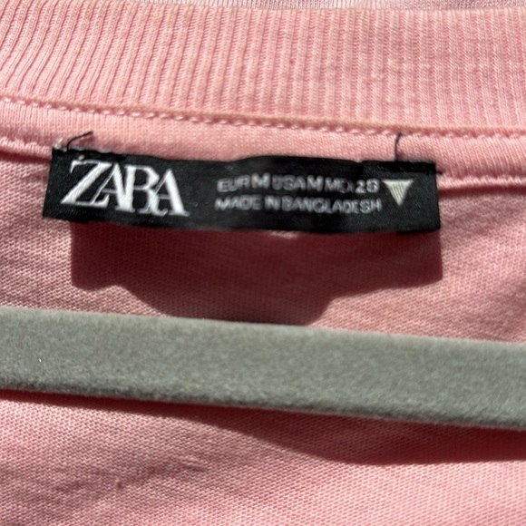 ZARA Pink V-neck T-shirt size M - Picture 1 of 5